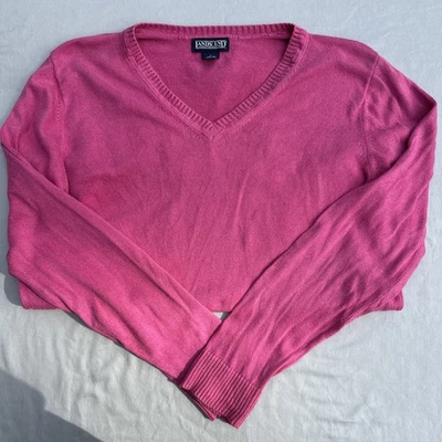 Suéter de Colección Lands’ End Algodón Cuello en V Rosa Para Mujer’s L 14-16 Manga Larga Pullover Foto 1 de 4