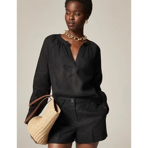 J Crew Cabana Leinen Popover Top S schwarz Neu mit Etikett Shirt Bluse CI542 J.Crew Strand - Bild 1 von 5