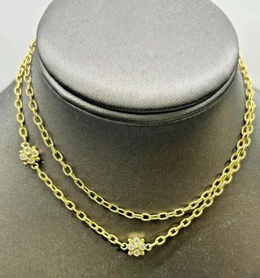 18K 黄金斯坦博利亚链式项链带钻石站 — 第 1/4 张图片