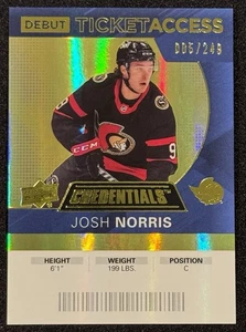 2020-21 UD Credentials Debut Ticket Access Yellow #123 Josh Norris /249 - Picture 1 of 2