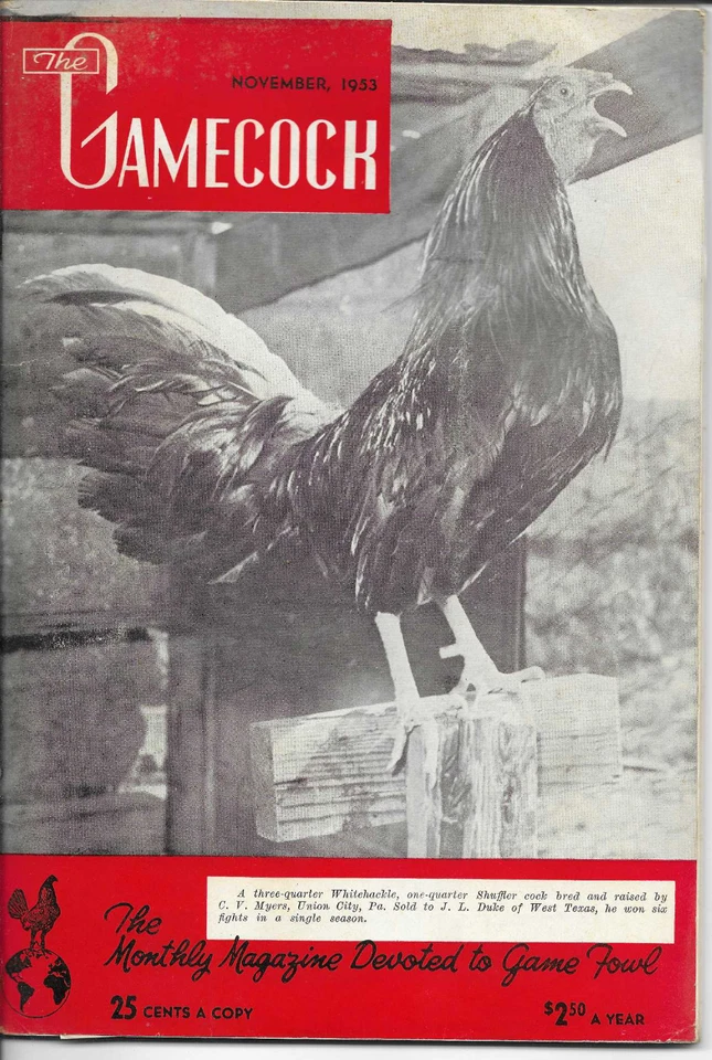 VINTAGE POULTRY QUALITY MAGAZINE The Gamecock Devoted to GameFowl november 1953 - Image 1 of 1