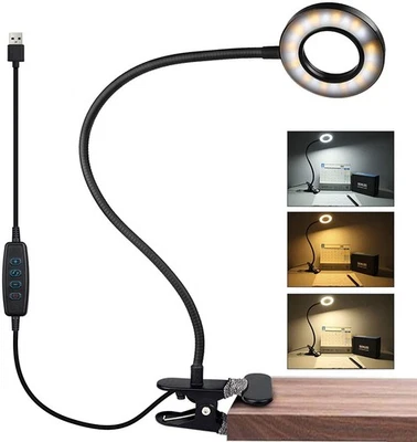 LED Klemm-Leuchte dimmbar Leselampe flexibel Tisch-Lampe Silber Licht & Clip NEU - Bild 1 von 4