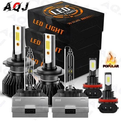 For Volvo S40 2008-2012 LED HID Xenon Headlight High/Lo+Fog Light Bulbs 6000K — 第 1/4 张图片