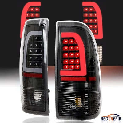 Fits 1997-2003 Ford F150 99-07 F250 F350 Black LED Tube Brake Lamps Tail Lights Foto 1 de 4