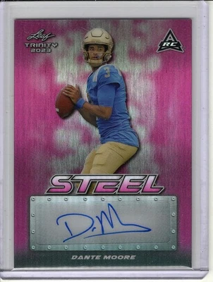 2023 LEAF TRINITY STEEL DANTE MOORE ROOKIE/RC AUTO #18/25 - Image 1 of 2
