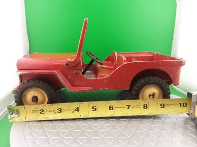 Vintage 1940s Al-Toy 10 in. Pressed Steel Aluminum Willy's Toy Jeep  - Image 1 of 4