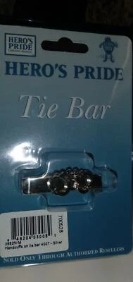 Handcuffs Silver Plated Tie Bar Clip Security Police Hand Cuff Hero's Pride New - Image 1 of 2
