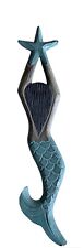 Mermaid Wall Hanging balinese Wooden Handcarved 55cms Long Teal Green