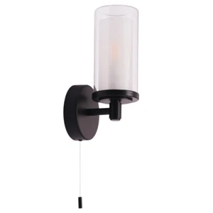 Contemporary Double Glass and Matte Black Metal Bathroom Wall Lamp IP44 Rated... - Picture 1 of 6