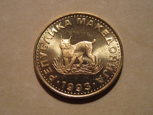 1993 MACEDONIA COIN  WILD CAT euro linx  very nice large coins - Picture 1 of 2