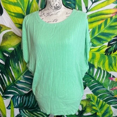 INC International Concepts XXL Verde Claro Acanalado Plata Tachuelas Hombro Tejido Top Foto 1 de 4