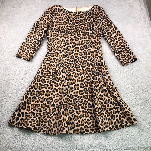 Abito donna Kate Spade Ponte 12 stampa leopardata aderente e svasato scollo barca manica 3 4