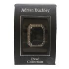 Adrian Buckley Silver Ring Black Pave Square Crystal Large Ladies Jewellery
