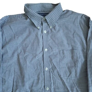 Structure Black White Mens L Dress Shirt Gingham Check Plaid Long Sleeve Vtg - Picture 1 of 11