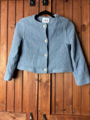 Blazer ZARA Niños Niña Azul Claro Tweed Chaqueta Texturizada Talla 13-14 Años Foto 1 de 4