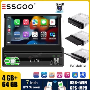 7" AHD+64GB Car Stereo Radio 1 DIN CarPlay Android 15 GPS NAV Flip Out Screen - Picture 1 of 14