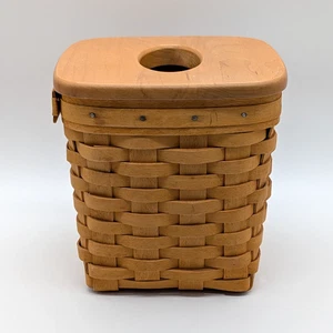 Longaberger Woodcrafts großer Taschentuchkorb 2000 mit Holzdeckel handgewebte Aufbewahrungsbox - Bild 1 von 11