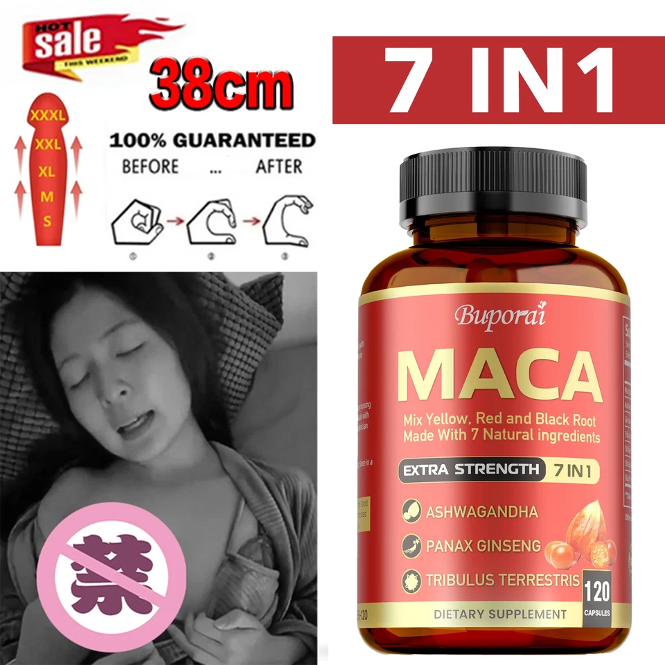 BUPORAI Raíz de Maca - con Ashwagandha, Ginseng, Tribulus Terrestris - Potenciador de testosterona