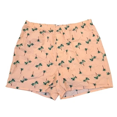 Pantalones Cortos de Verano Ligeros Cintura Elástica Estampado Palmera Naranja Azul Marino Antiguo Talla XL Foto 1 de 4