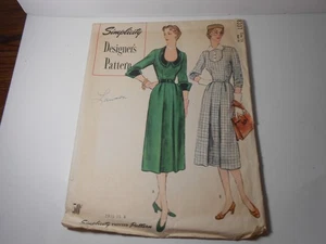 VTG 1950's Simplicity Designer's Pattern Sewing 8337 Size 16 Bust 34 Dress Uncut - Picture 1 of 2