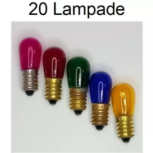 20 lampade di ricambio MULTICOLORE incandescenza 14V E14 per catenaria 20 luci - Foto 1 di 11