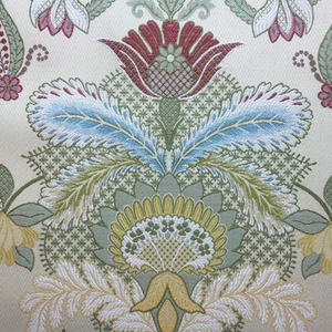 ROBERT ALLEN LARGE DAMASK UPHOLSTERY FABRIC FLORAL ARRAY/HONEYSUCKLE BY THE YARD - Picture 1 of 7