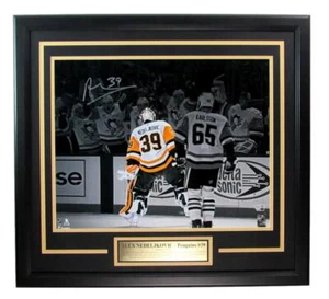 Foto de gol firmada por Alex Nedeljkovic Penguins 16x20 enmarcada con Insc Fanatics 194615 - Imagen 1 de 4