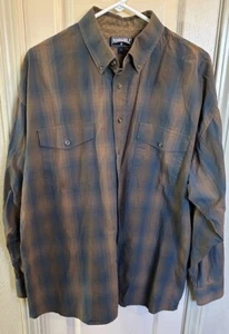 Panhandle Mens Lg Brown Check Long Sleeve Full Button Western Shirt  - Picture 1 of 5