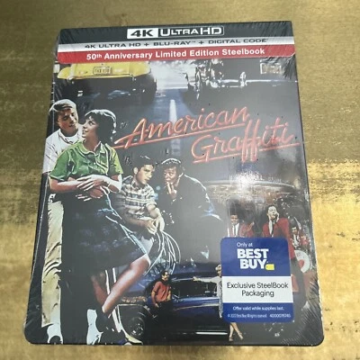 AMERICAN GRAFFITI 50TH Anniversary BEST BUY SteelBook 4K Blu-ray Digital NEW - Image 1 of 4