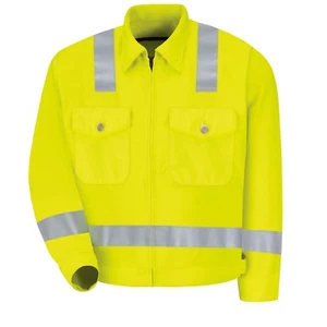 sz 56R 3XL HI Visibility Yellow Safety JACKET ANSI Class 2 JY32HV Zi/Zo Red Kap - Picture 1 of 2