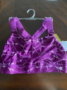Champion Gym Fit Print Sports Bra - Medium Support - B7268 - Purple - Small - Picture 1 of 5