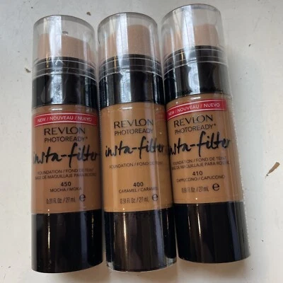3 REVLON PHOTOREADY INSTA-FILTER FOUNDATION SEALED Mocha/Capuccino/Caramel - Image 1 of 4