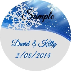 120 personalisierte individuelle blaue Schneeflocke Winter Hochzeit Aufkleber Umschlag Siegel - Bild 1 von 1
