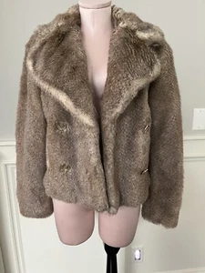 Juicy Couture Cropped Ruffle Faux Fur Jacket Coat S, Excellent Condition - Picture 1 of 5