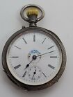 Antique 19th C. Ladies Swiss 800 Silver Pocket Watch with Fancy Porcelain Dial