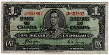 1937 BANK OF CANADA ONE 1 DOLLAR BANK NOTE TN 6657892 NICE BILL COYNE