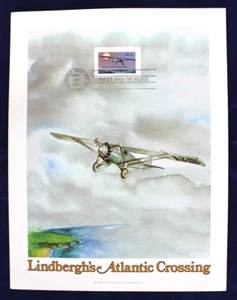 Lindbergh's Atlantic Crossing 1977 H.E. Harris Print, FDC 13c #1710 USA Stamp - Picture 1 of 6