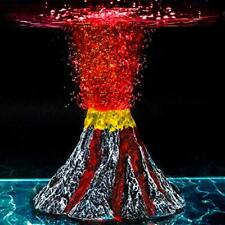 Aquarium Decorations Air Stone Bubbler Volcano Shape Ornament Kit Set With Red L