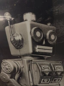 ROBOT  Retro Wall Decor- Open Road Brands Black & White Robot 2024 23" H X 15" W - Picture 1 of 5