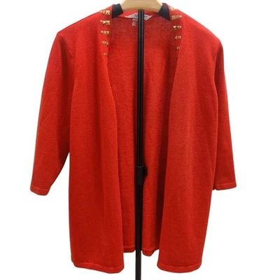 Cárdigan Peter Nygard Tachonado Frente Abierto Capas Informal Ropa de Trabajo Suéter Grande Foto 1 de 4