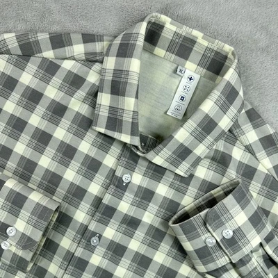 Camisa State & Liberty Para Hombre XL Gris Blanco A Cuadros Ajuste Atlético Elastizado Rendimiento Foto 1 de 4