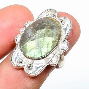 Labradorita - Anillo de joyería enchapado en plata con piedras preciosas de Canadá s.8 TR7508-187 Foto 1 de 3