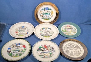 Lot of 7 Vintage Souvenir Plates New York Arkansas Montana Oregon Ohio Delaware - Picture 1 of 15
