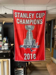 NHL Washington Capitals 2018 Campeones del Mundo Copa Stanley cartel bandera - Imagen 1 de 5