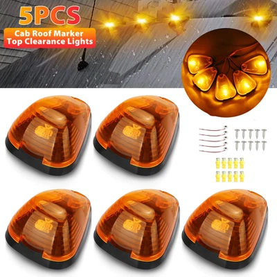 For 99-16 Ford F250 F350 F450 Super Duty 5X Amber LED Cab Roof Marker Light Kit Foto 1 de 4