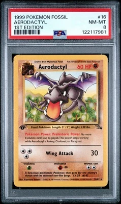 AERODACTYL (PSA 8) Pokémon Fossil 1st Edition 16/62 -981 - Image 1 of 2