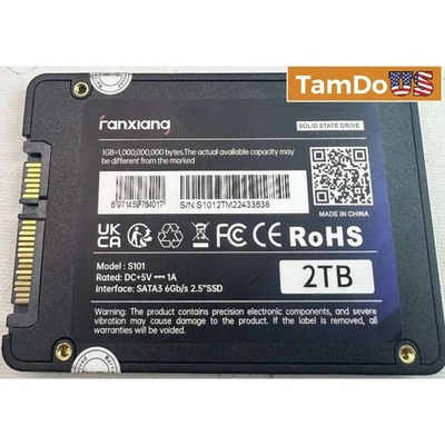 Ranxiang 2TB 2.5" SATA3 SSD, S101, 6Gb/s, 550MB/s Lectura, 500MB/s Escritura, DC 5V 1A Foto 1 de 4