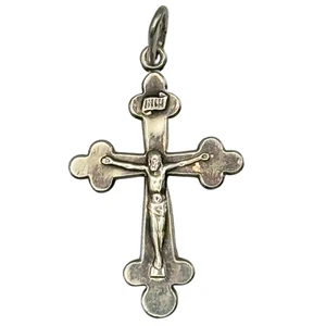 Vintage Russisch Orthodox Sterlingsilber Körper Kreuz Anhänger Kruzifix Jesus - Bild 1 von 7