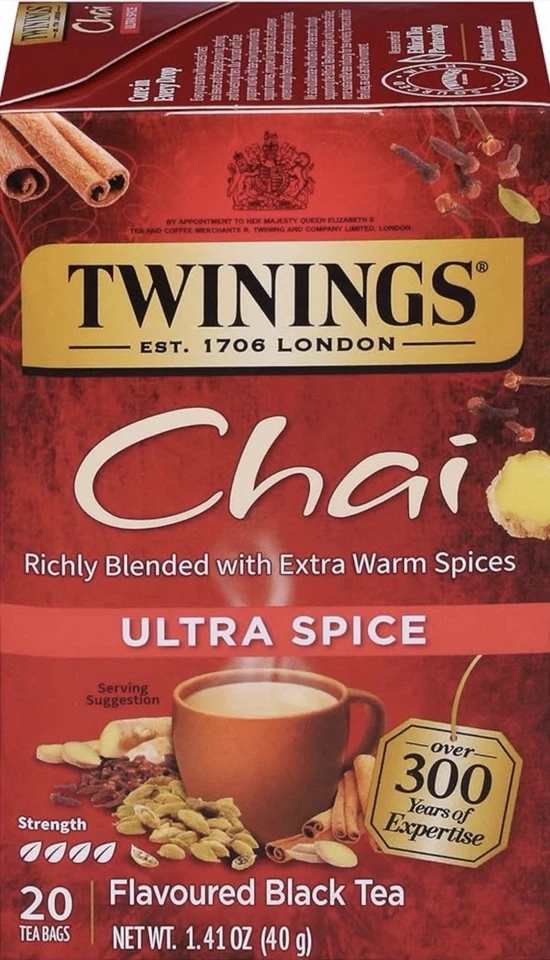 Twinings Chai Ultra Spice Flavoured Black Tea 20 Bags Pack of 6