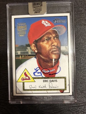 2017 TOPPS ARCHIVES SIGNATURE ERIC DAVIS AUTO /52 2001 Heritage Cardinals Reds - Image 1 of 2